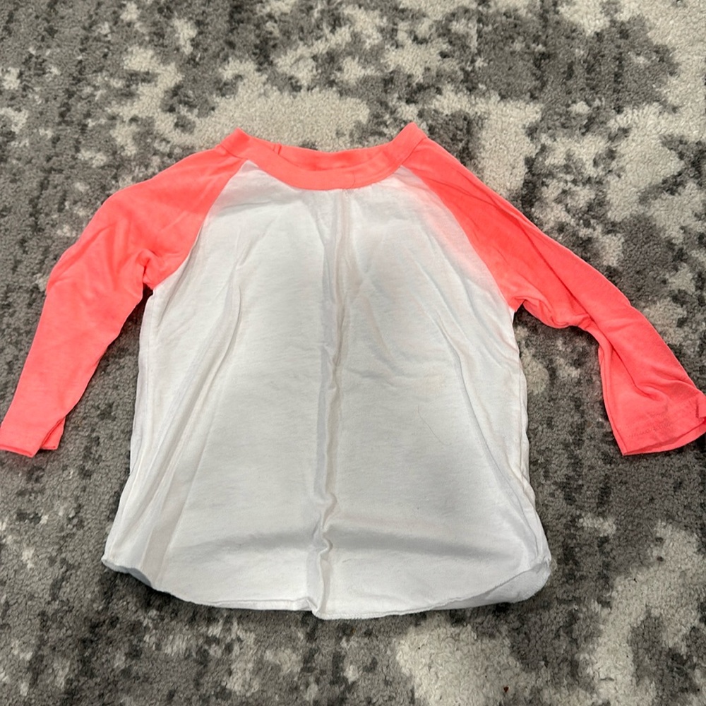 American Apparel size 4 girls long sleeve pink and white shirt
